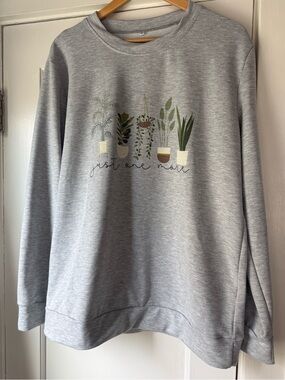Plant Lover 🪴🌱 Women's Crewneck Sweatshirt  “Just One More” Size L